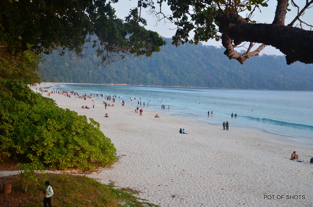 Radhanagar Beach with tourist people